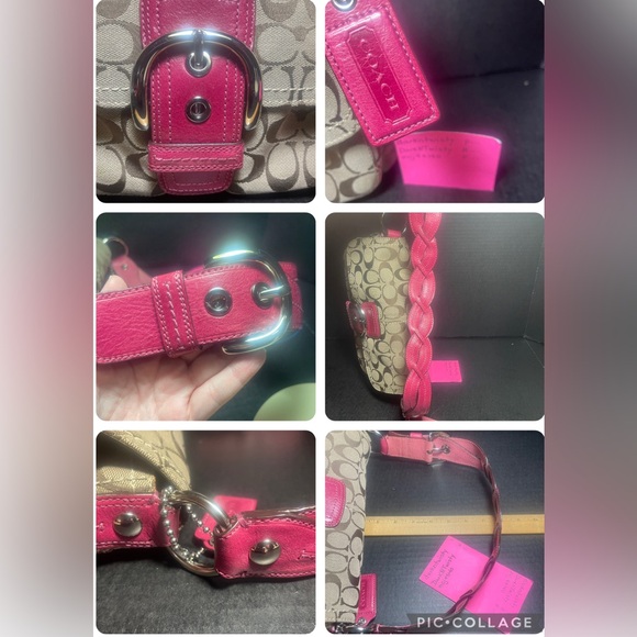 VINTAGE LN Coach Signature Textile Jacquard & leather handbag Braided strap - Picture 13 of 15